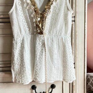 Top shirt white gold glitter